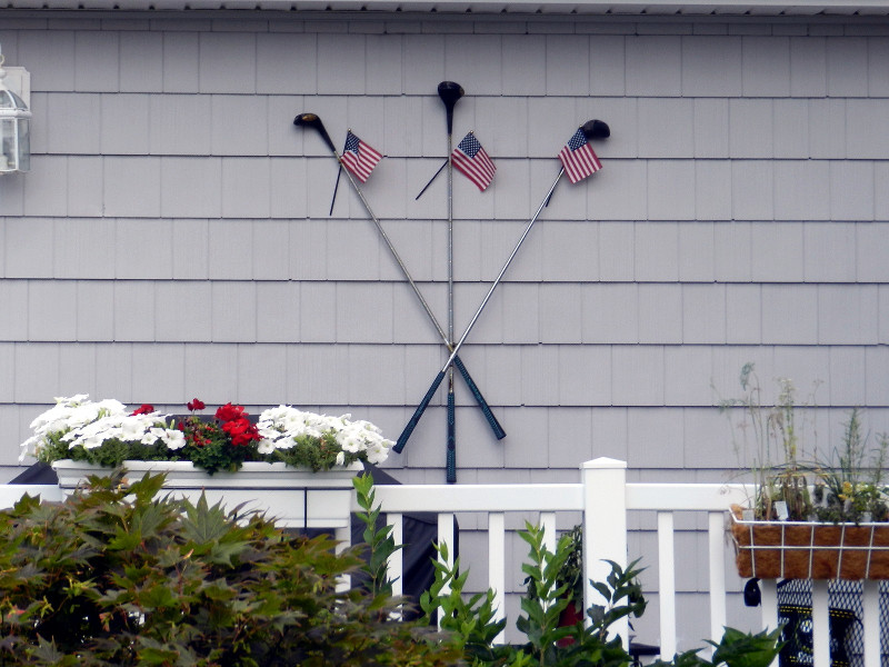 Golf Clubs and American Flags