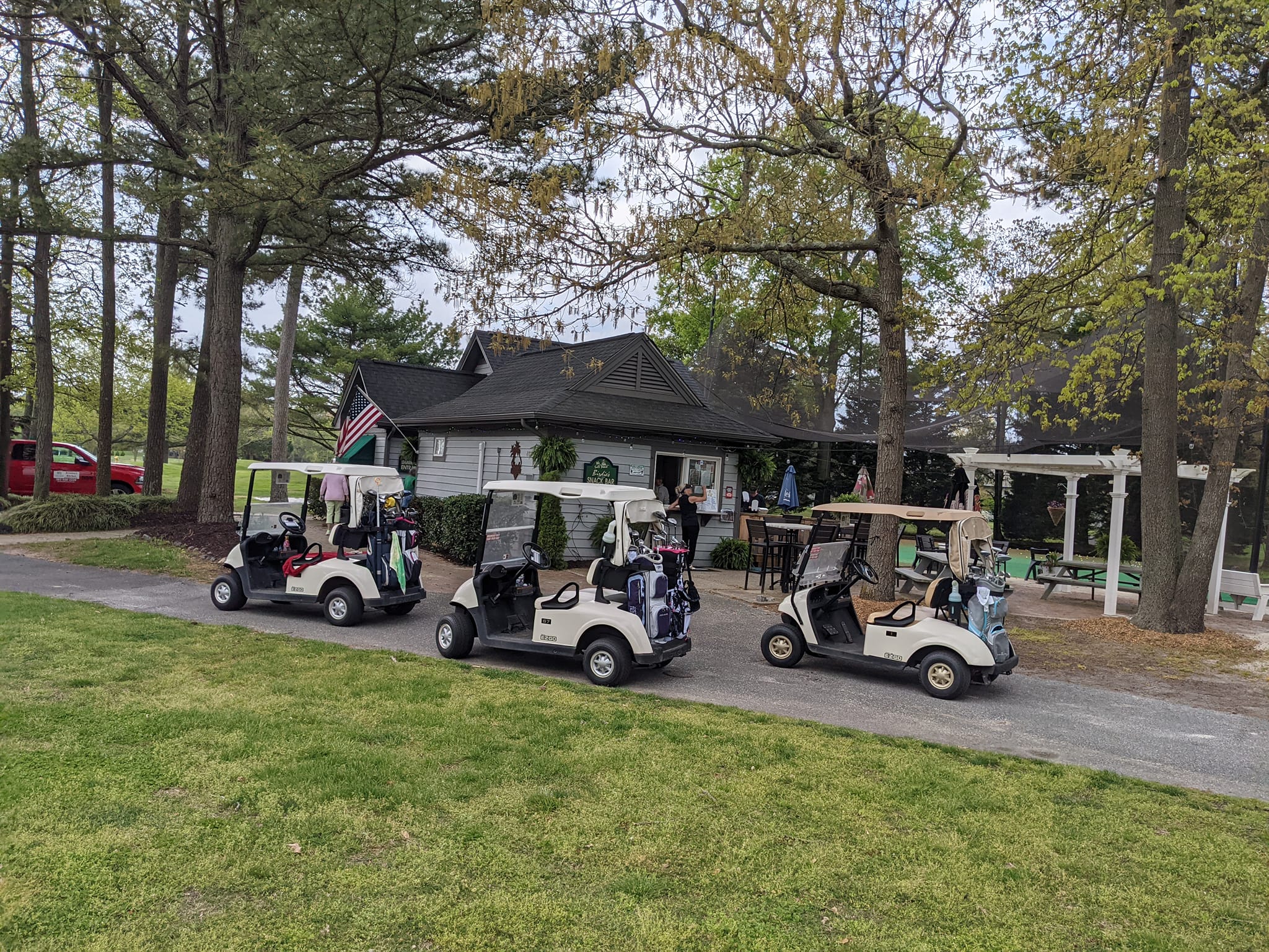Golf Course Carts on Cart Paths